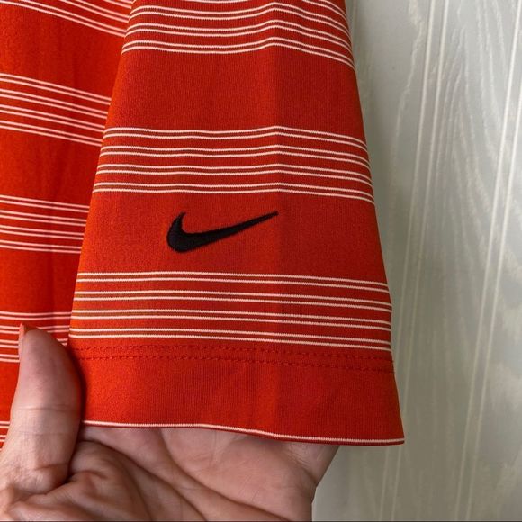 Orange Nike Golf Polo short sleeve shirt striped Size XL - Picture 5 of 8